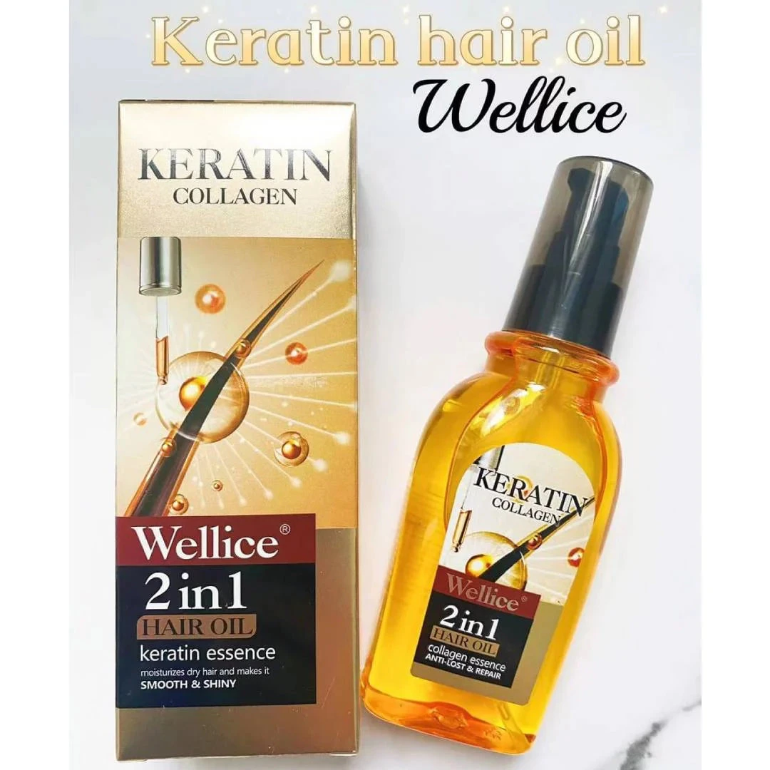 Wellice Keratin Collagen 2in1 Hair Oil – Anti Hair Loss & Deep Repair Formula