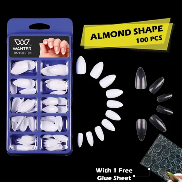 Wanter 100Pcs Artificial Nails Kit – Square, Almond, Oval & Coffin Shapes - Image 2